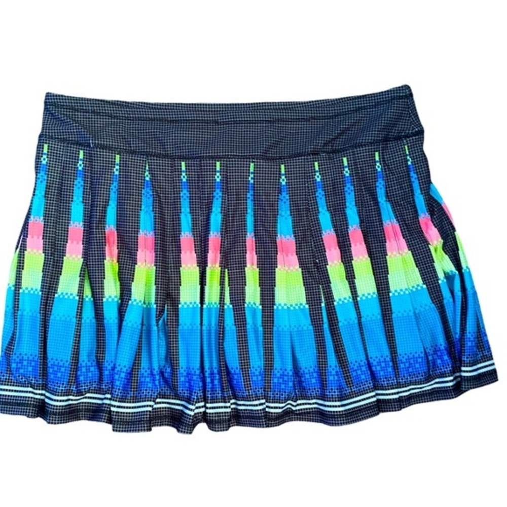 Lucky in Love Pleated skort -XL gray white blue pleated , polyester nylon